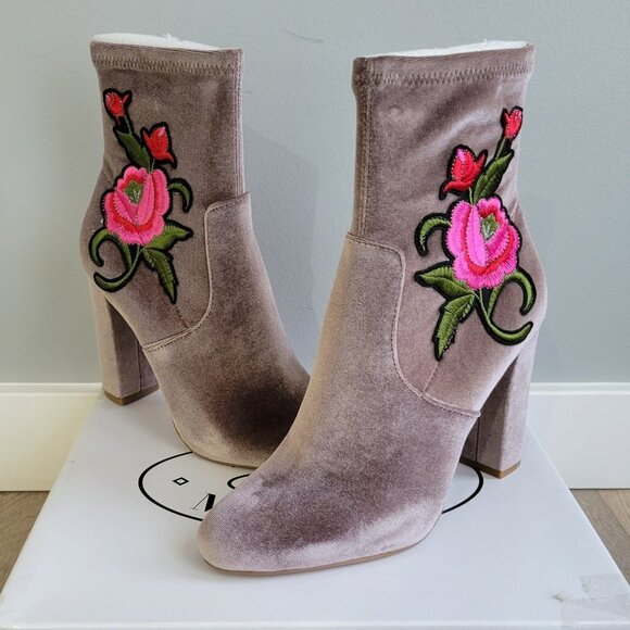 Steve Madden Shoes - Steve Madden Edition Embroidered Grey Velvet Boot
